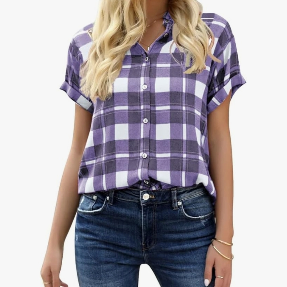 Purple Plaid Women's Top